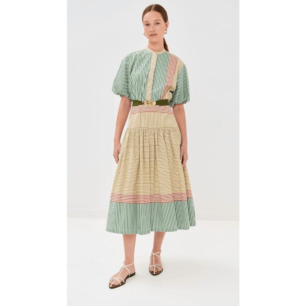 SILVIA TCHERASSI Jil Stripe Cotton Midi Shirt Dress In Multi MEDIUM $1250